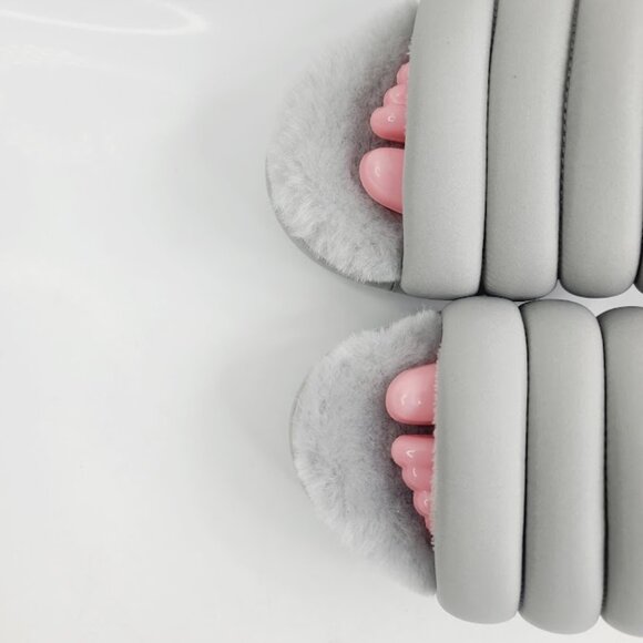 UGG Women's Gray Maxi Stripes Graphine Fur Slip-On Slide Sandal Size 7 - Picture 3 of 8